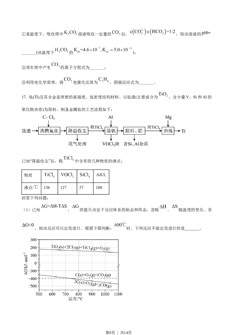 2022年高考化学试卷（湖南）（空白卷）_历年高考真题合集_化学历年高考真题_新&middot;Word版2008-2025&middot;高考化学真题_化学（按省份分类）2008-2025_2008-2025&middot;（湖南）化学高考真题