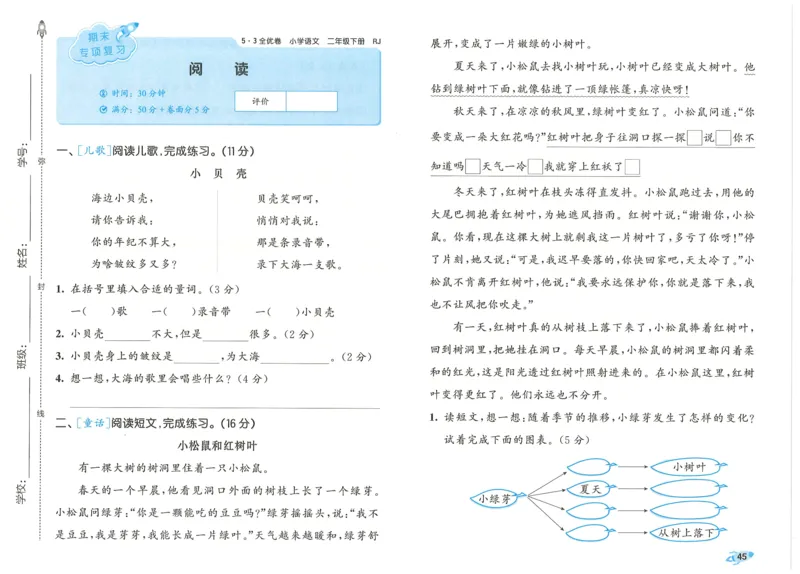 25春53全优卷人教语文2下_二年级上下册资料_53黄冈多个品牌系列资料_语文