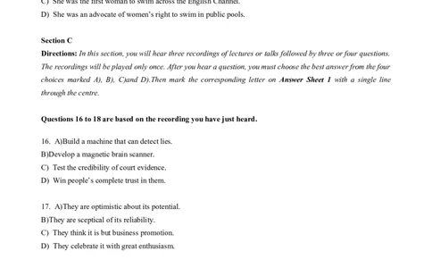 2018年12月六级真题（第2套）_大学英语四级+六级_六级真题_六级真题_1990年-2018年真题资料合集_2018年12月CET6题+解+音频_02、真题Word版