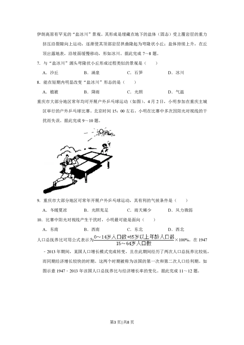 2021年高考地理试卷（重庆）（空白卷）_地理历年高考真题_新&middot;PDF版2008-2025&middot;高考地理真题_地理（按试卷类型分类）2008-2025_自主命题卷&middot;地理（2008-2025）