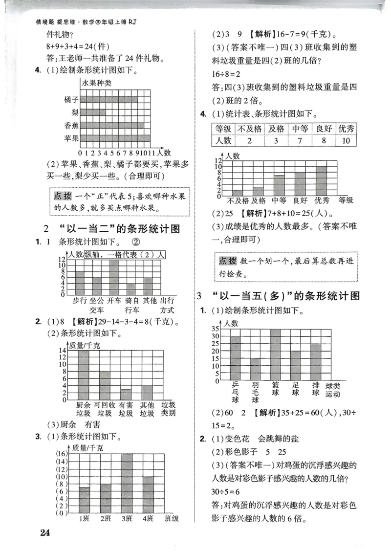 数学RJ4年级上册：参考答案_26版25秋小白鸥情景题数学人教四年级上册
