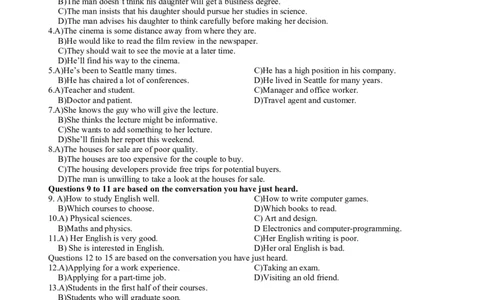 2014年12月四级考试听力真题（三）_大学英语四级+六级_四级真题_专项_四级听力专项_2010-2015_2014.12四级