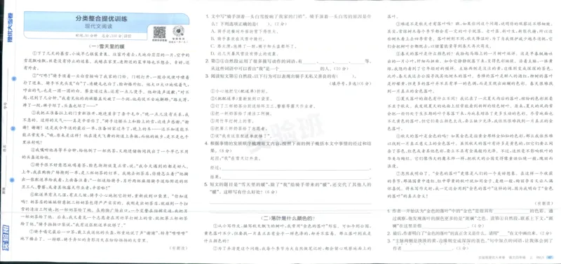实验班提优大考卷四年级语文(上)人教版四年级语文_小学全网线上同款资料
