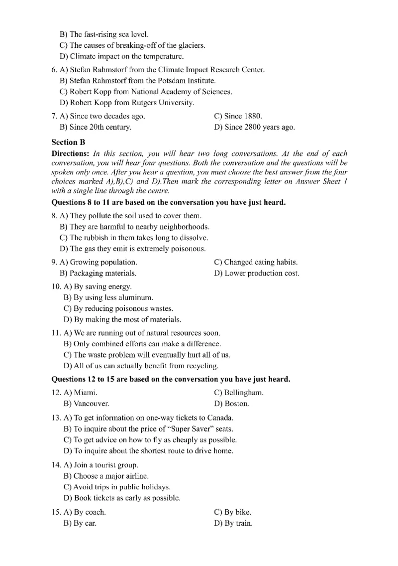 2015年06月四级真题第2套可复制可搜索_大学英语四级+六级_四级真题_四级真题_1990年-2018年真题资料合集_2015年06月CET4题+解+音频_01、真题PDF版（推荐使用）❤