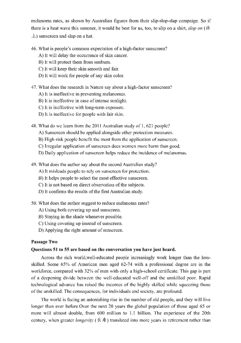 2015年06月四级真题第2套可复制可搜索_大学英语四级+六级_四级真题_四级真题_1990年-2018年真题资料合集_2015年06月CET4题+解+音频_01、真题PDF版（推荐使用）❤