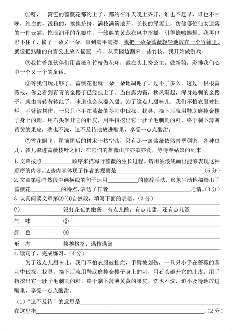 四上阅读理解考点与答题模板（含答案）_小学全网线上同款资料_41号文件夹4-6年级