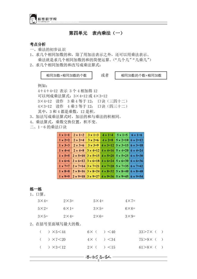 2020年人教版2年级秋季复习指南_二年级上下册资料_二年级语数英上下册学习资料_3-7-3、小学二年级数学上册_人教版_1、知识点总结