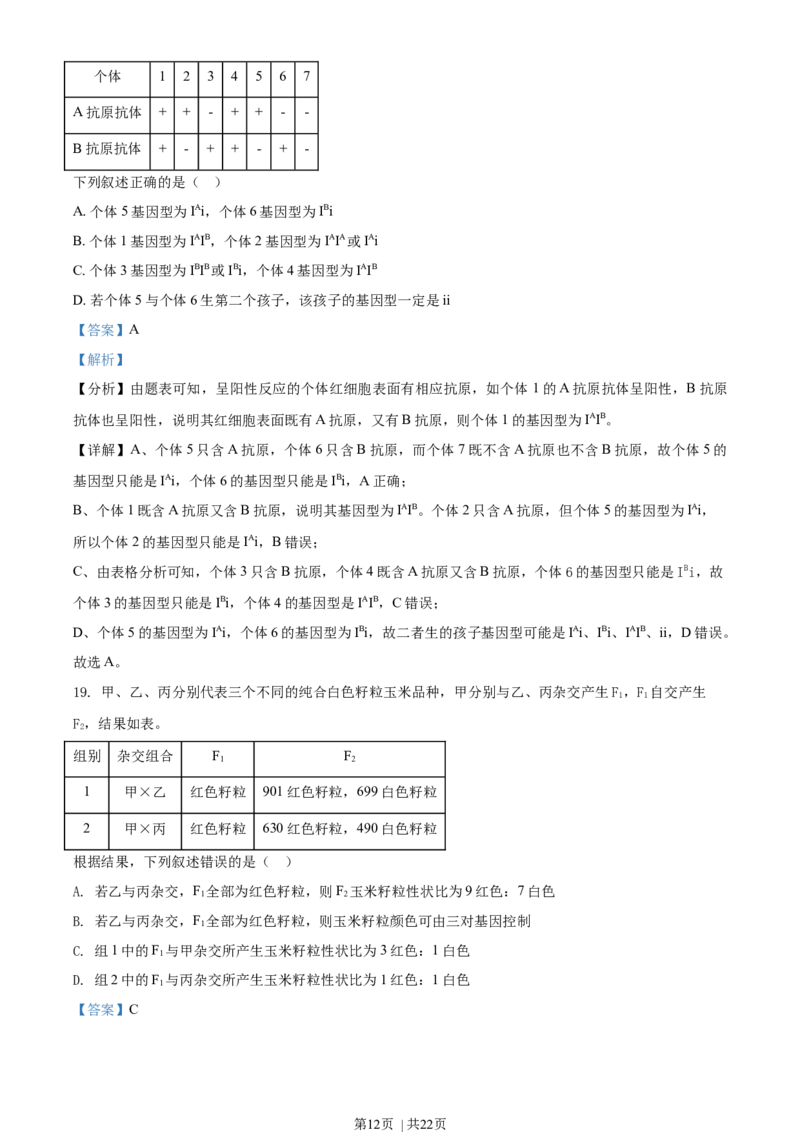 2021年高考生物试卷（湖北）（解析卷）_生物历年高考真题_新&middot;Word版2008-2025&middot;高考生物真题_生物（按年份分类）2008-2025_2021&middot;高考生物真题