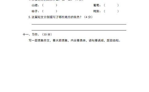 四（上）语文期末真题测试卷.5_上册_四（上）语文试卷_四（上）语文期末单元期中试卷（第二套）