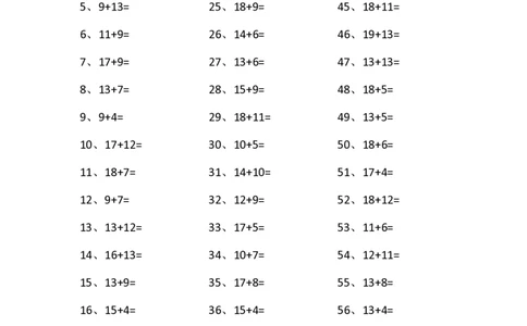 30以内加法第61-80篇_小学数学口算竖式脱式计算应用题一二三四五六年级上下册电_小学数学口算题库电子版（1-6）_小学数学口算一年级_口算题适合1年级(含答案）
