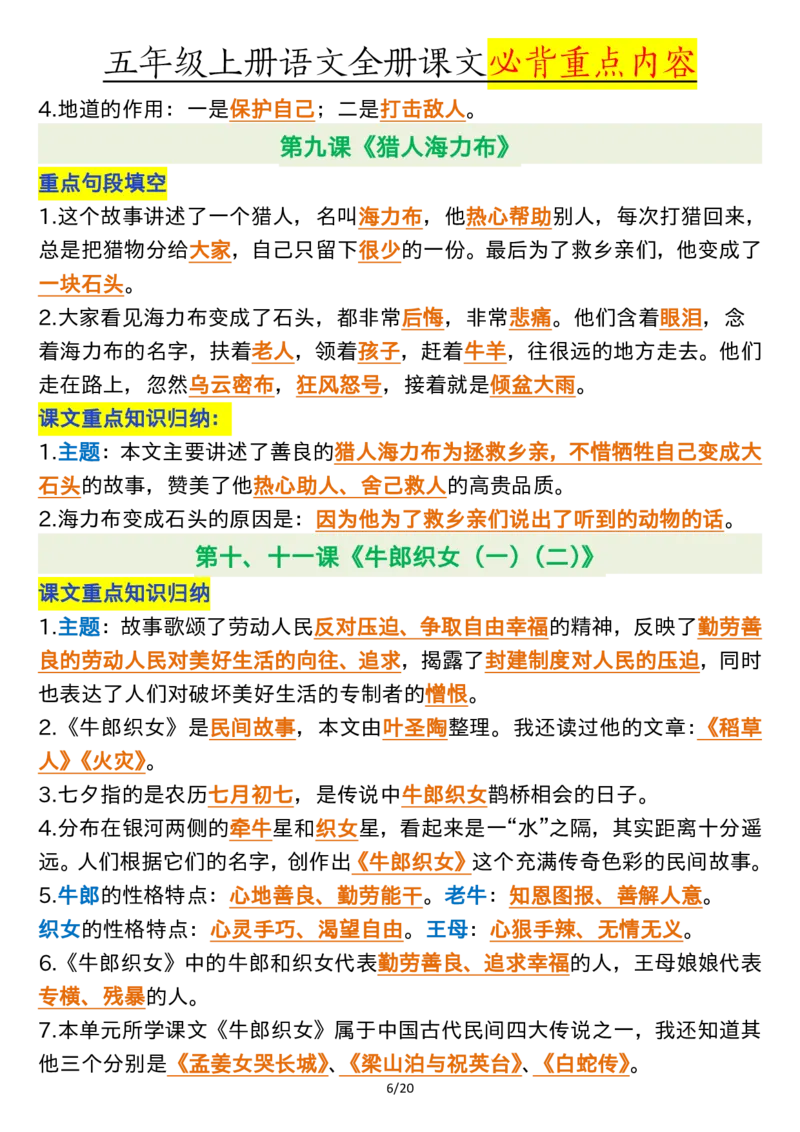 全册课文必背重点（重点_小学全网线上同款资料_11号