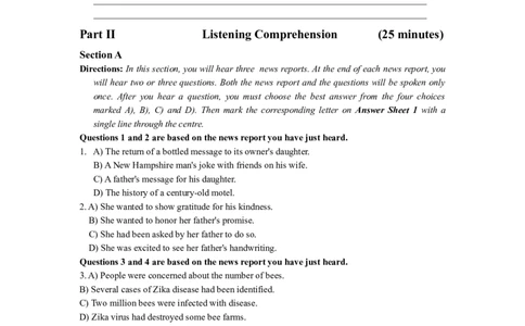 2018.06真题第1套_大学英语四级+六级_四级真题_四级真题_1990年-2018年真题资料合集_2018年06月CET4题+解+音频_02、真题word版