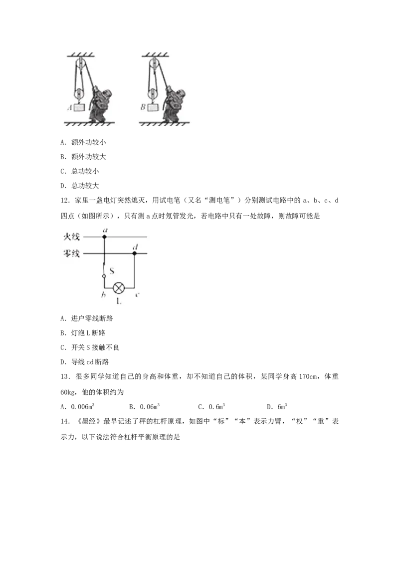 2018年福建省中考物理真题（B卷）（空白卷）_福建中考1_4.福建中考物理（2017-2025）
