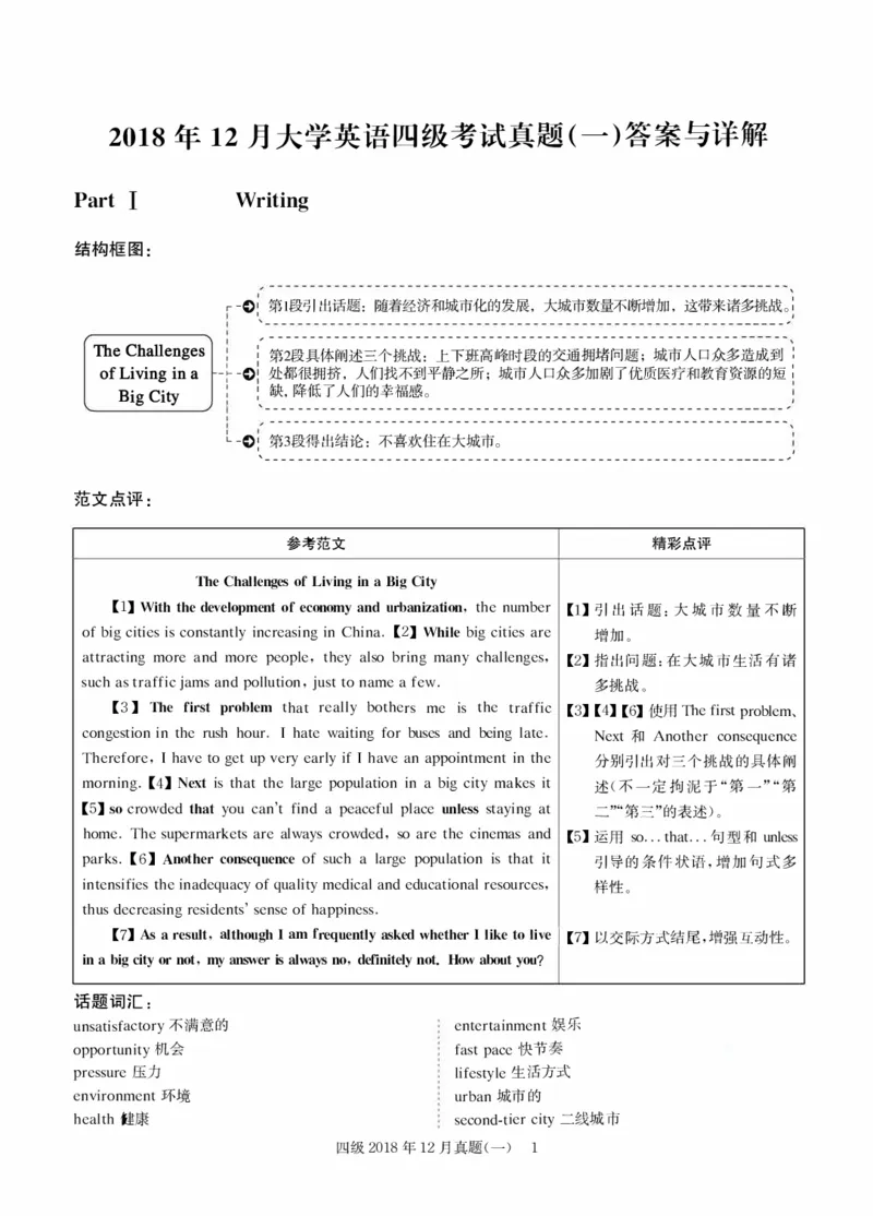 2018年12月四级解析第1套_大学英语四级+六级_四级真题_四级真题_1990年-2018年真题资料合集_2018年12月CET4题+解+音频_03、答案解析