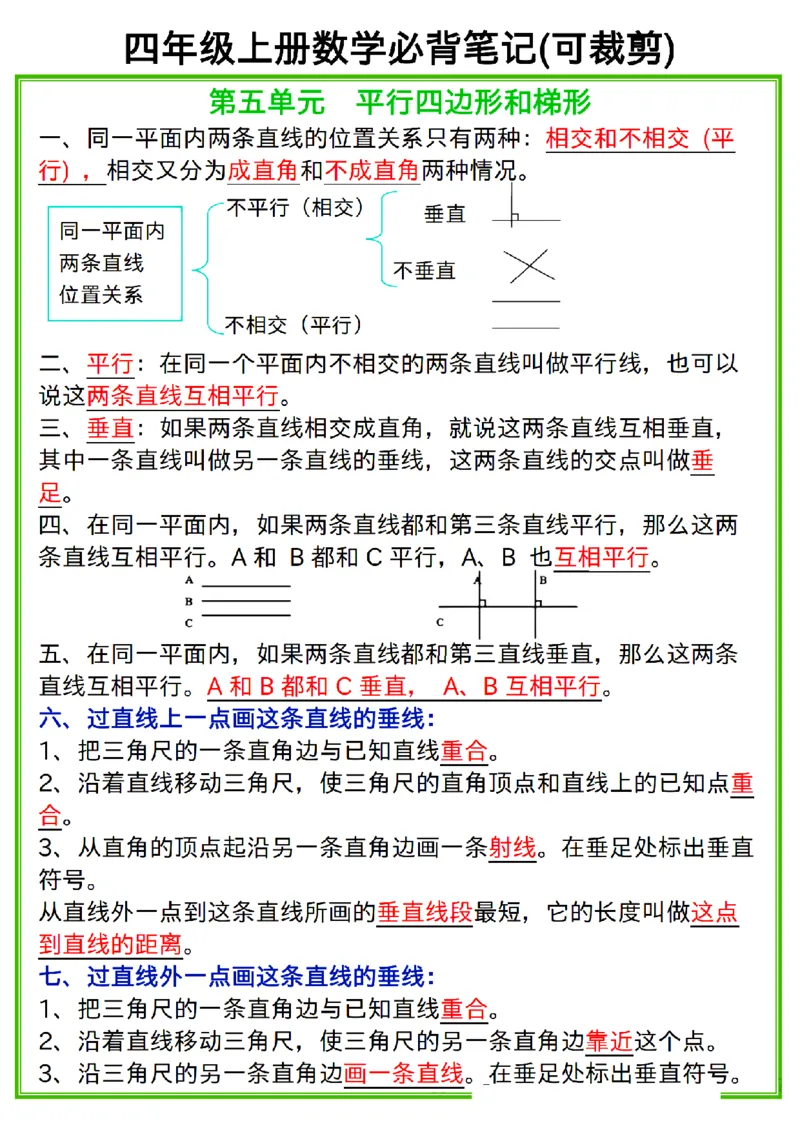 四年级上册数学必背笔记_小学全网线上同款资料_35号文件4-6上