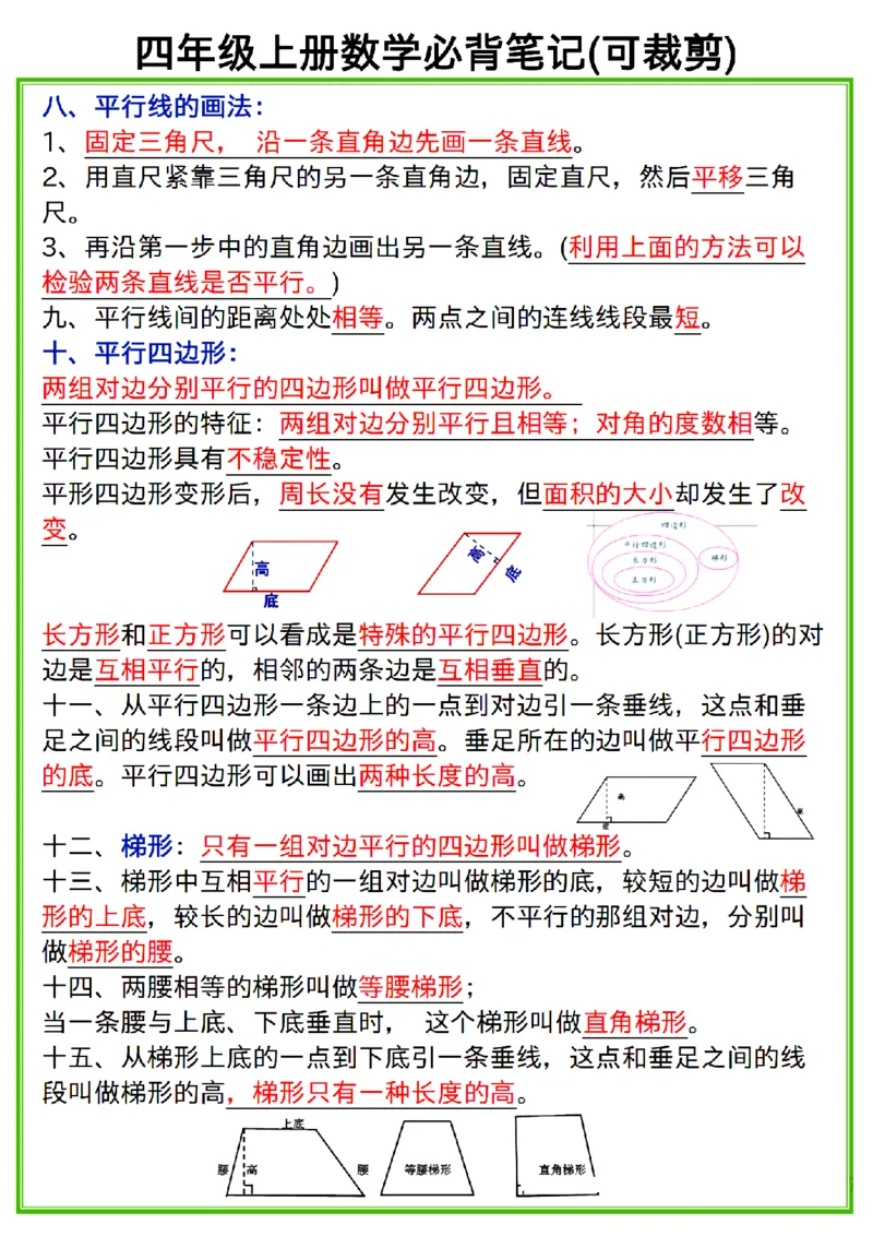 四年级上册数学必背笔记_小学全网线上同款资料_35号文件4-6上
