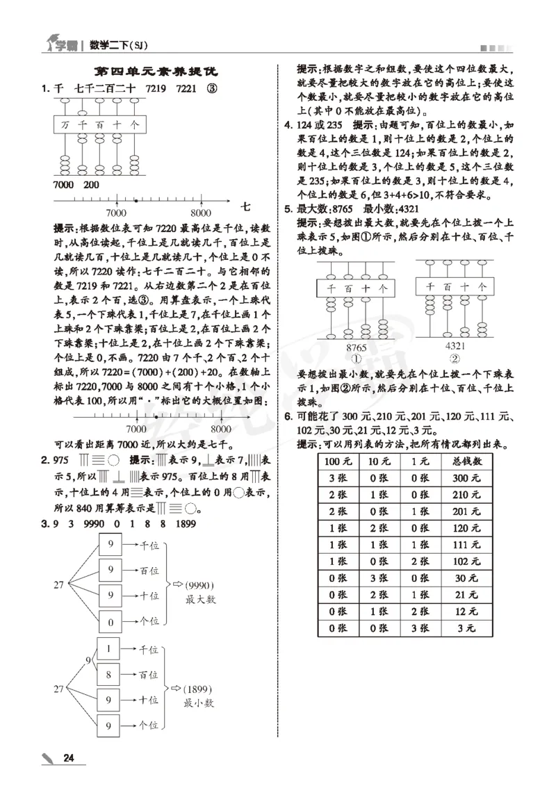 25春5星学霸数学-二下-SJ--答案详解_二年级上下册资料_53黄冈多个品牌系列资料_数学