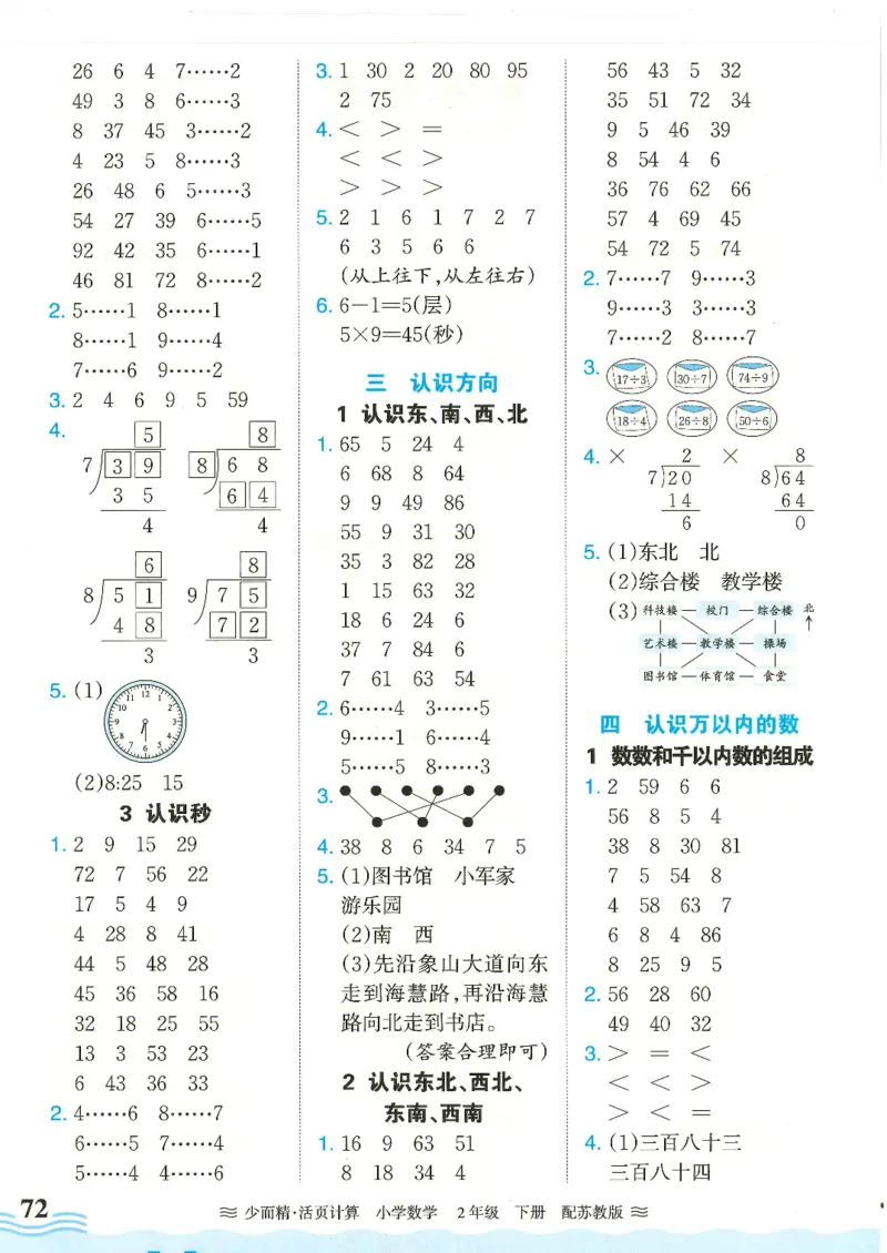 2025春苏教版数学2年级下册活页计算_二年级上下册资料_53黄冈多个品牌系列资料_数学