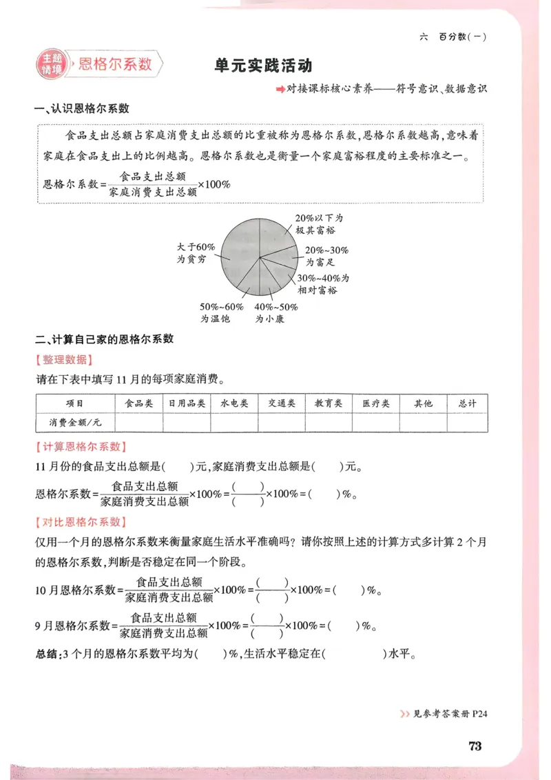 数学RJ6年级上册：单元自测卷_2026版小白鸥6年级上人教数学情景题