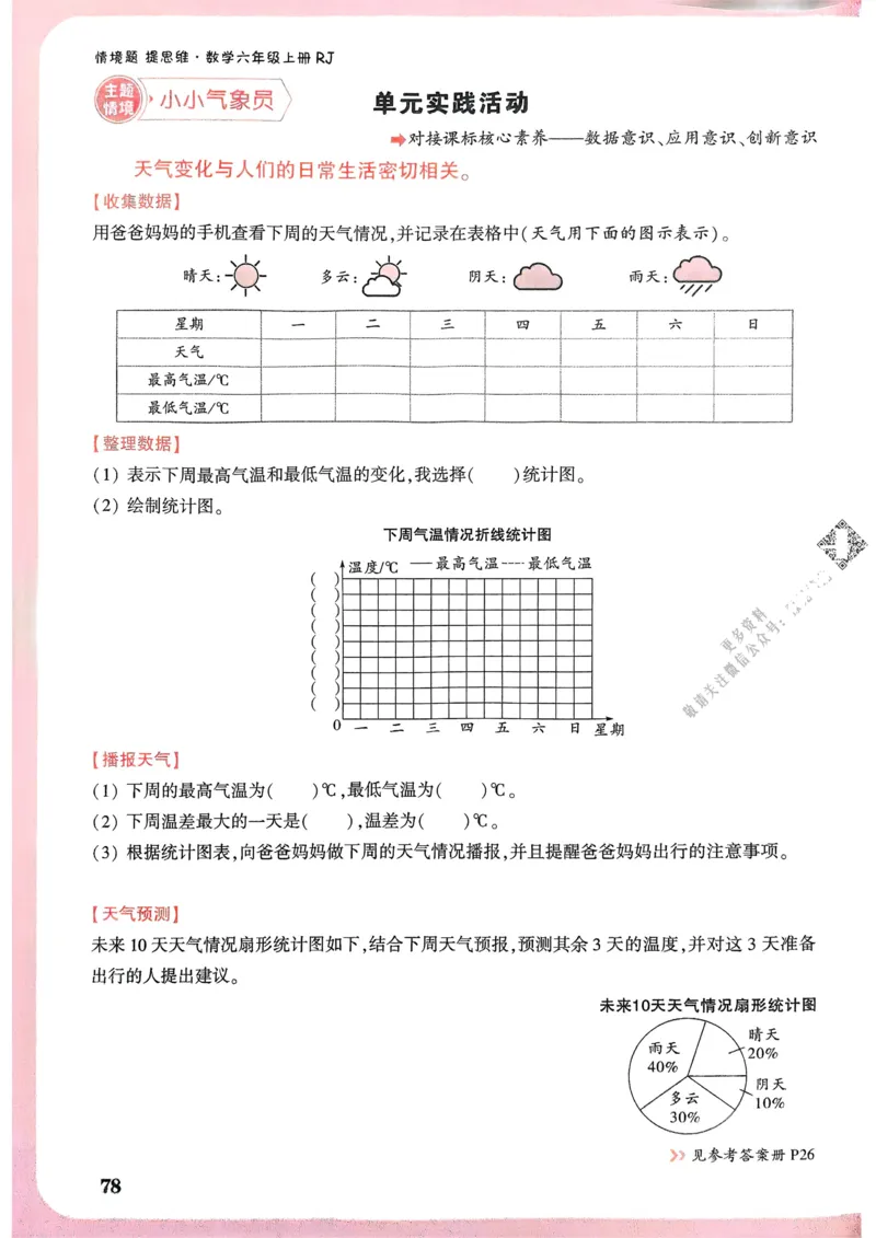数学RJ6年级上册：单元自测卷_2026版小白鸥6年级上人教数学情景题