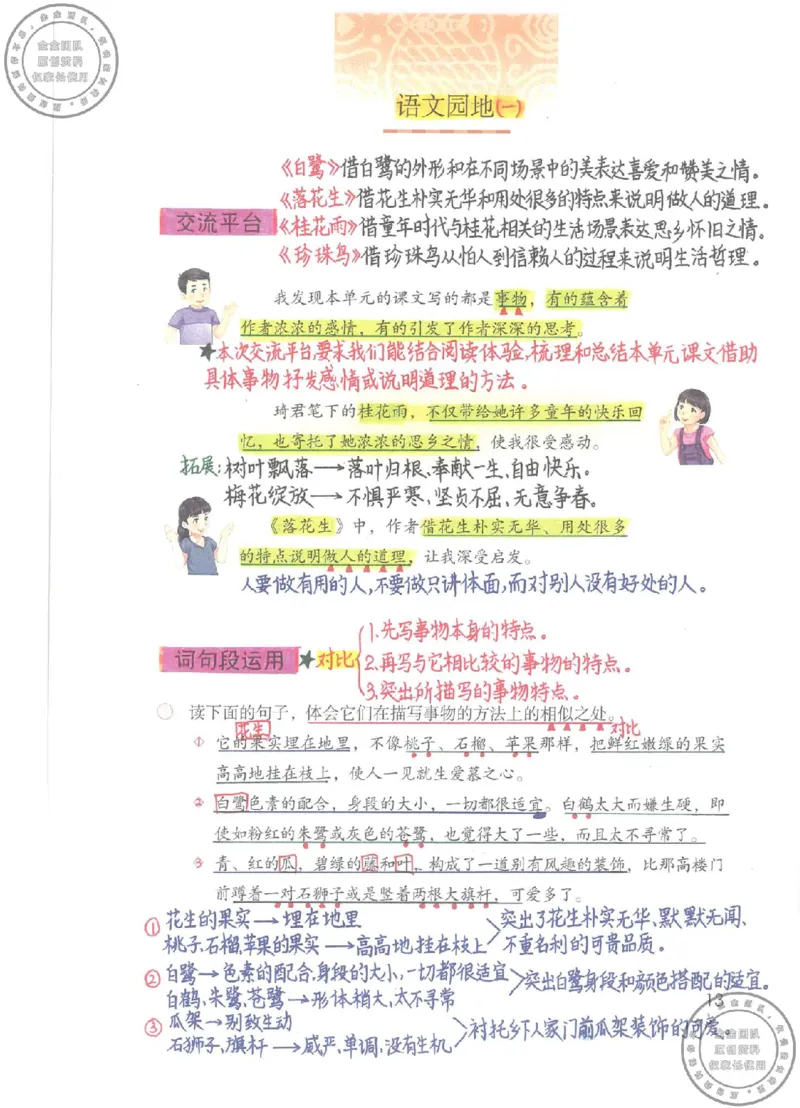 五年级语文上册课堂笔记(1)_小学全网线上同款资料_14号文件4上5上语文数学课堂笔记