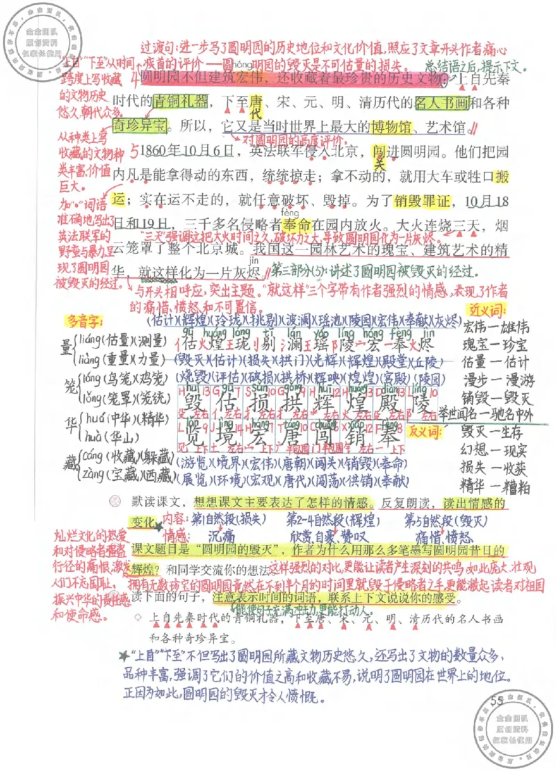 五年级语文上册课堂笔记(1)_小学全网线上同款资料_14号文件4上5上语文数学课堂笔记