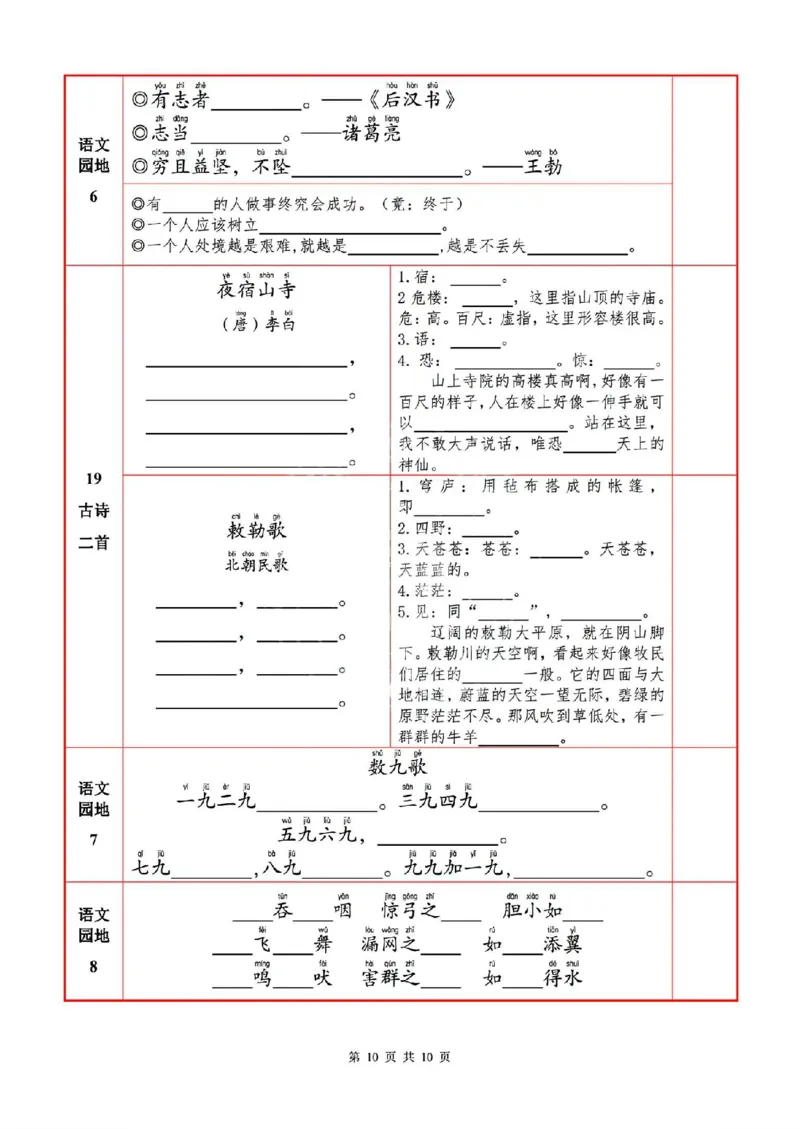 2语上必背内容+默写表_人教版小学语文上下册必背课文古诗词日积月累汇总背诵默写(1)