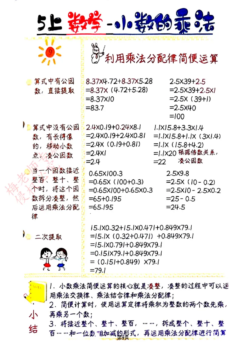 五上数学手写笔记彩色2_小学全网线上同款资料_41号文件夹4-6年级