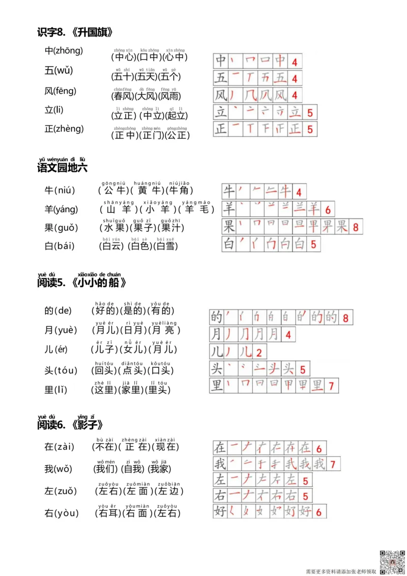2024年新版一年级上册课课贴(1)_一年级上下册资料_一年级上册小红书同款资料_一年级(1)