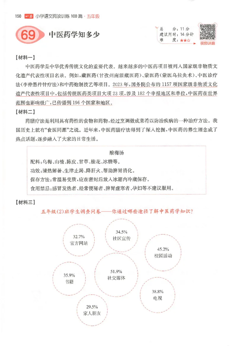 26版一本小语阅读五年级3_25秋《一本小学语文阅读训练100篇第13版》1-6_一本小语阅读训练100篇5年级