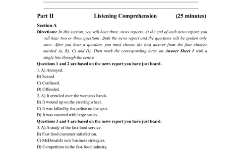 2018.06真题第2套_大学英语四级+六级_四级真题_四级真题_1990年-2018年真题资料合集_2018年06月CET4题+解+音频_02、真题word版