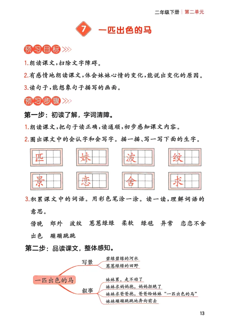 25春一本预习笔记2下语文-三步预习单_二年级上下册资料_53黄冈多个品牌系列资料_语文