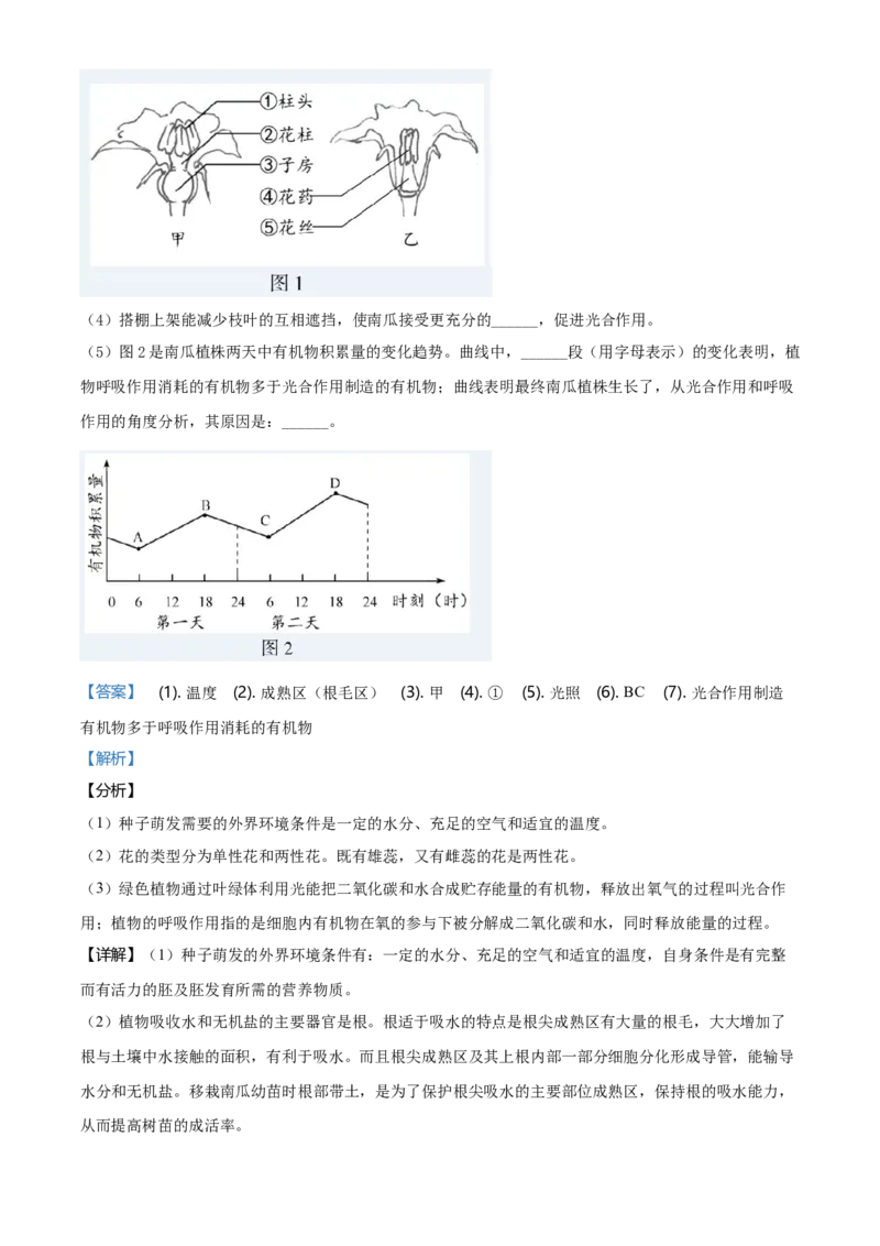 2020年福建省中考生物真题（解析卷）_福建中考1_6.福建中考生物（2017-2025）