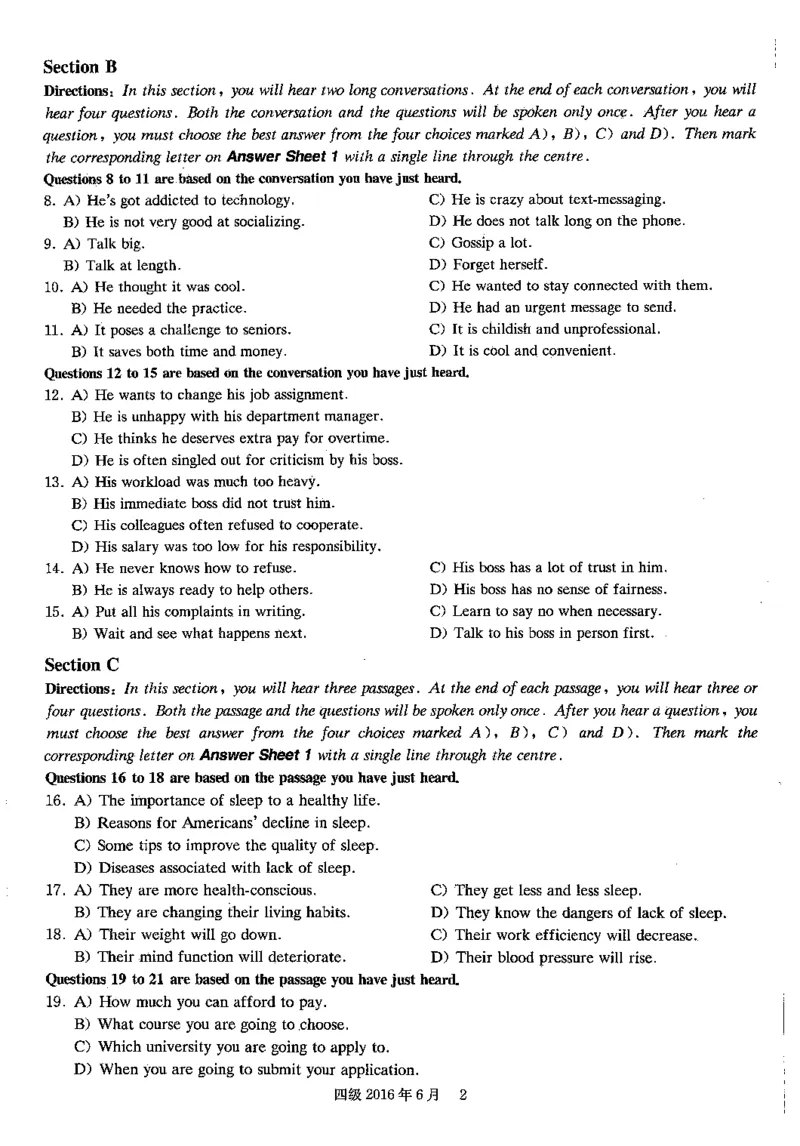 2016年06月四级真题第1套可复制可划线查词_大学英语四级+六级_四级真题_四级真题_1990年-2018年真题资料合集_2016年06月CET4题+解+音频_01、真题PDF版（推荐使用）❤