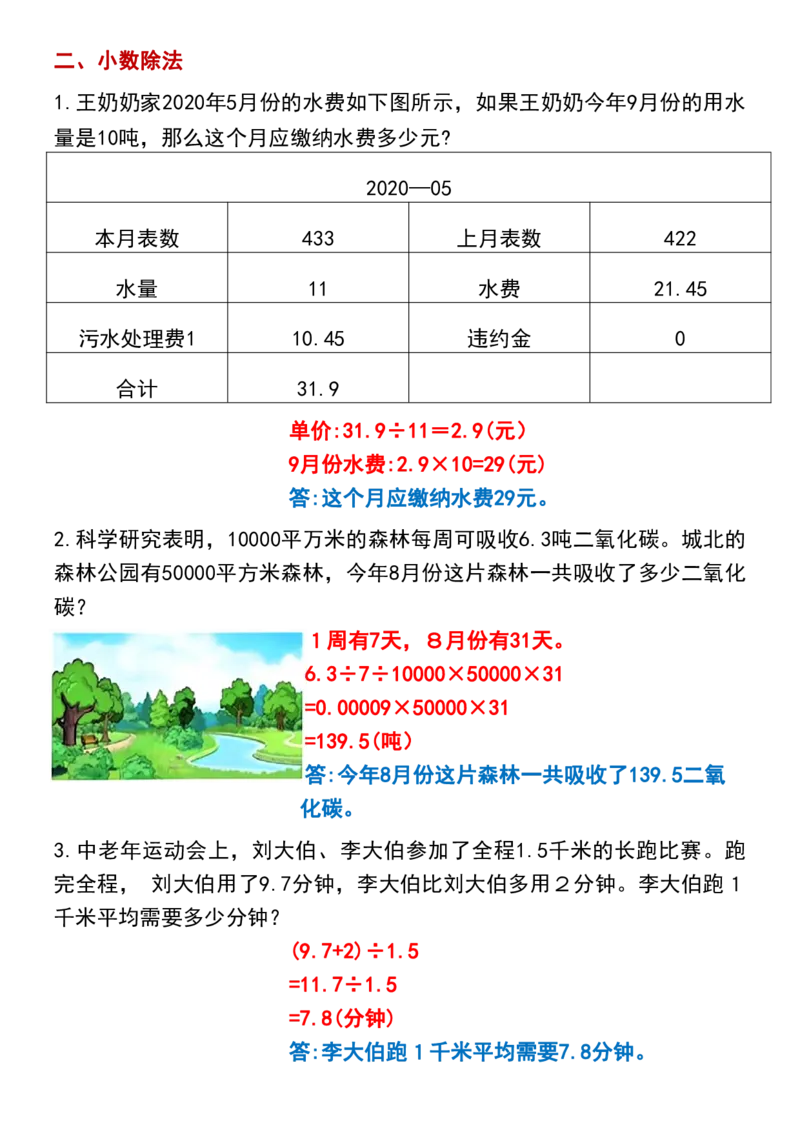 五上数学期末常考应用题专项练习题_5年级小红书最新热门资料
