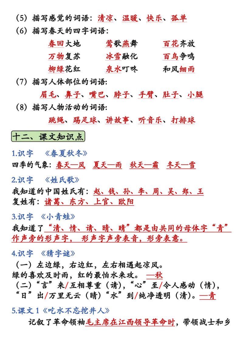 215一下语文必背知识汇总(1)_一年级上下册资料_一年级下册小红书同款资料_一下语文_一年级下册免费资料库_一年级下册免费资料库