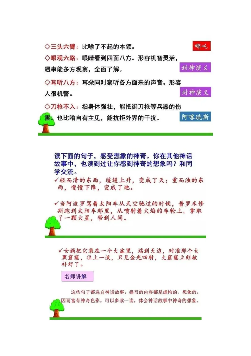 四（上）语文课本全册的课后题参考答案_上册_四（上）语文期末重点归类文件