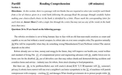 2016年06月六级真题（第3套）_大学英语四级+六级_六级真题_六级真题_1990年-2018年真题资料合集_2016年06月CET6题+解+音频_02、真题Word版