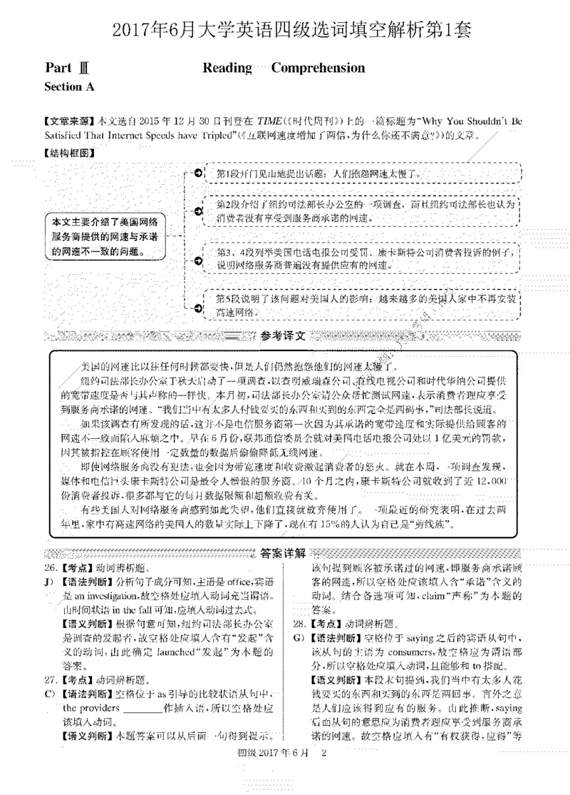 2017.06英语四级选词填空解析全3套_大学英语四级+六级_四级真题_专项_四级选词填空_四级选词填空解析