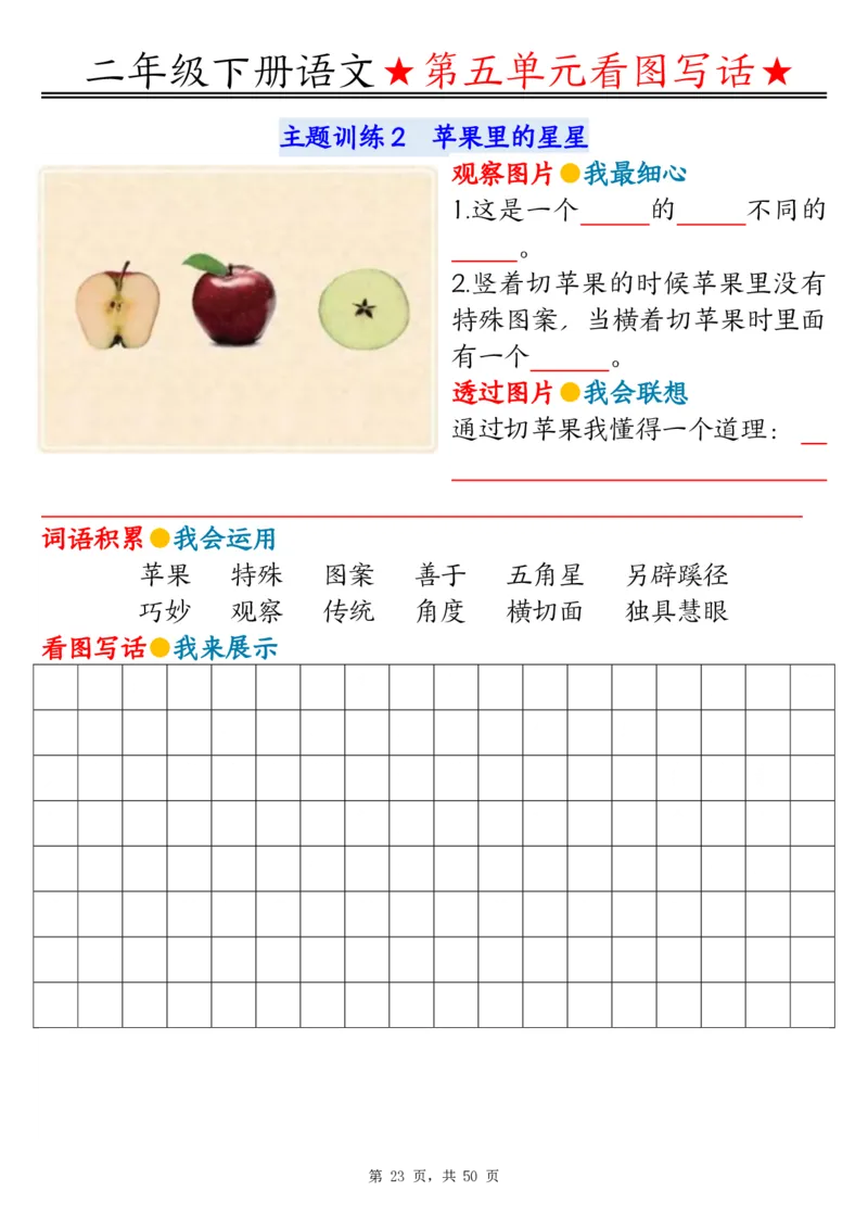2051二下语文1-8单元看图写话指导与范文（范文+练习100页）_二年级上下册资料_二年级下册小红书同款资料_二下语文_二下语文