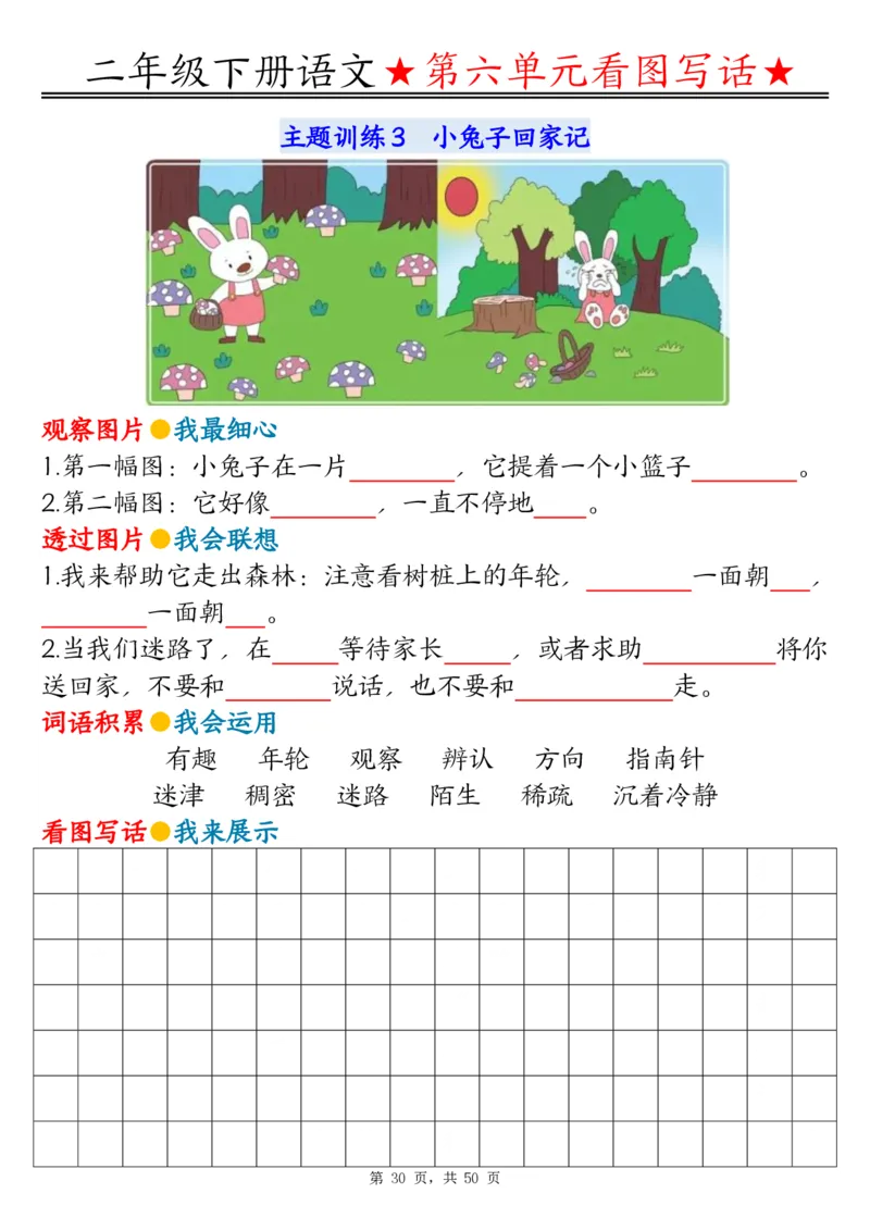 2051二下语文1-8单元看图写话指导与范文（范文+练习100页）_二年级上下册资料_二年级下册小红书同款资料_二下语文_二下语文