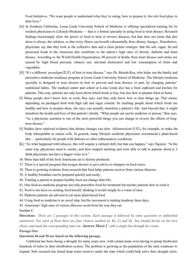 2018年12月四级真题第1套_大学英语四级+六级_四级真题_四级真题_1990年-2018年真题资料合集_2018年12月CET4题+解+音频_02、真题word版