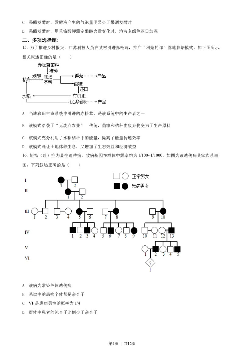 2021年高考生物试卷（江苏）（空白卷）_生物历年高考真题_新&middot;Word版2008-2025&middot;高考生物真题_生物（按省份分类）2008-2025_2008-2025&middot;（江苏）生物高考真题
