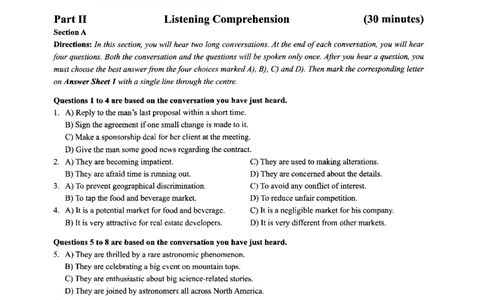 2024年6月六级第一套原题_大学英语四级+六级_六级真题_六级真题_2024年06月CET6题+解+音频_2024年6月六级真题-原题_扫描版（打印推荐）