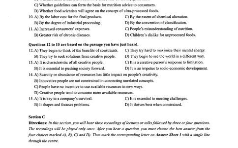 2024年6月六级第一套原题_大学英语四级+六级_六级真题_六级真题_2024年06月CET6题+解+音频_2024年6月六级真题-原题_扫描版（打印推荐）
