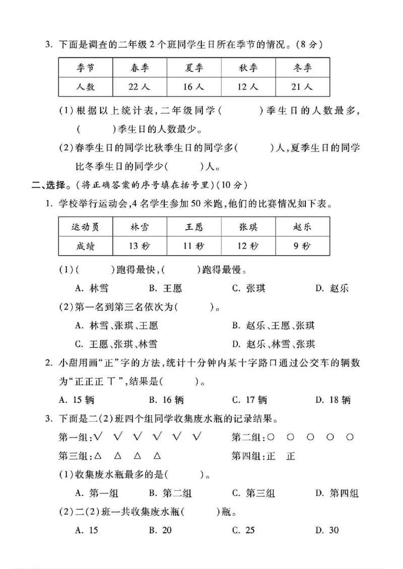 2067人教版二年级数学下册第一单元测试卷_二年级上下册资料_二年级下册小红书同款资料_二下数学_二下数学