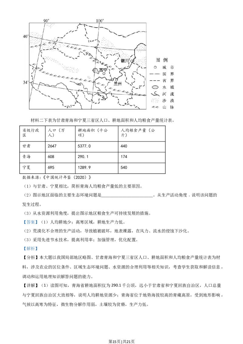 2021年高考地理试卷（浙江）（6月）（解析卷）_地理历年高考真题_新&middot;Word版2008-2025&middot;高考地理真题_地理（按年份分类）2008-2025_2021&middot;地理高考真题