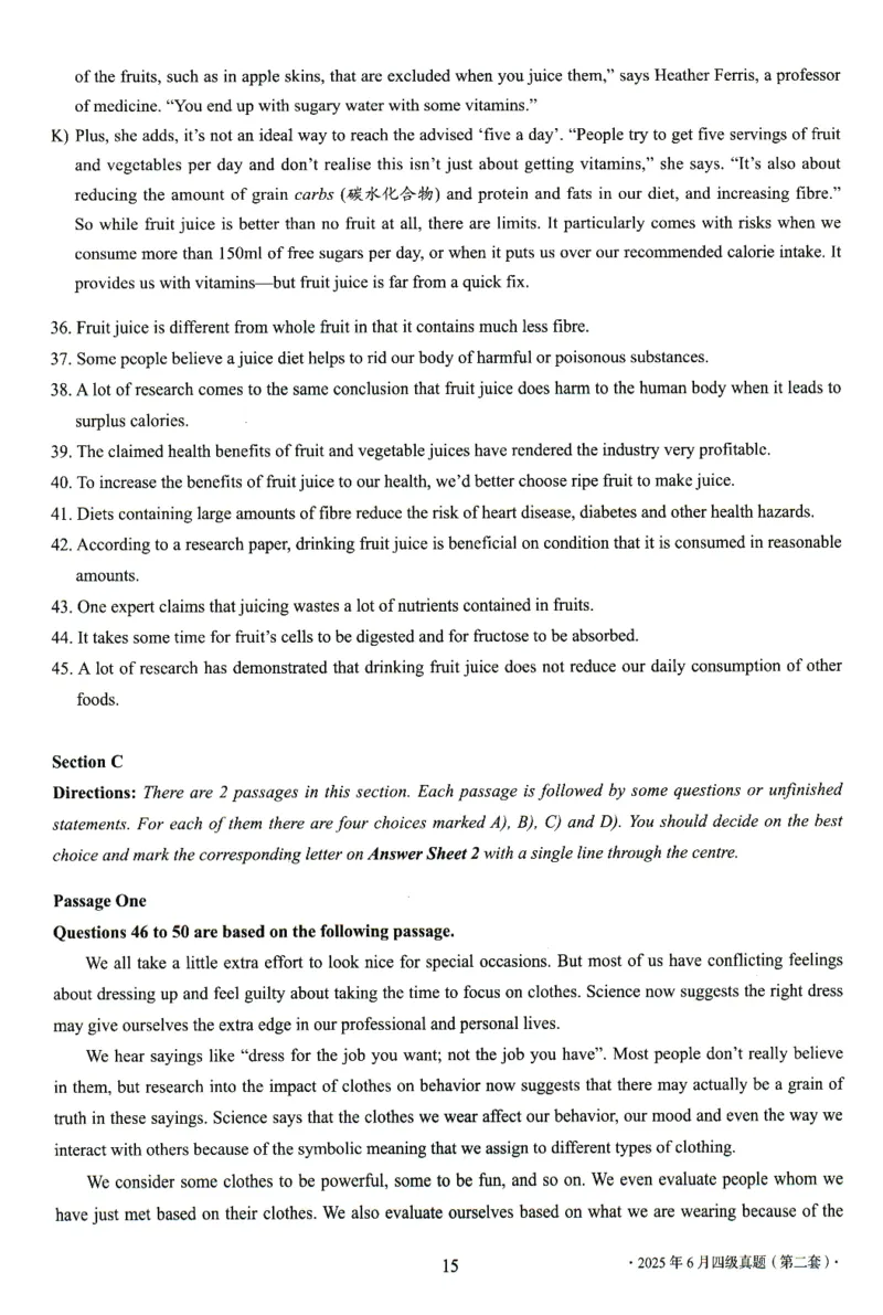 2025.06四级真题第2套_大学英语四级+六级_四级真题_四级真题_2025年06月CET4题+解+音频_3.2025年06月四级真题（新更）