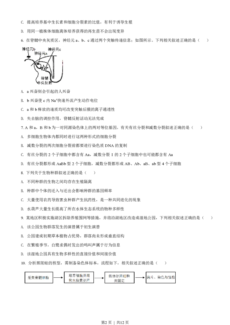 2021年高考生物试卷（江苏）（空白卷）_生物历年高考真题_新&middot;PDF版2008-2025&middot;高考生物真题_生物（按年份分类）2008-2025_2021&middot;高考生物真题