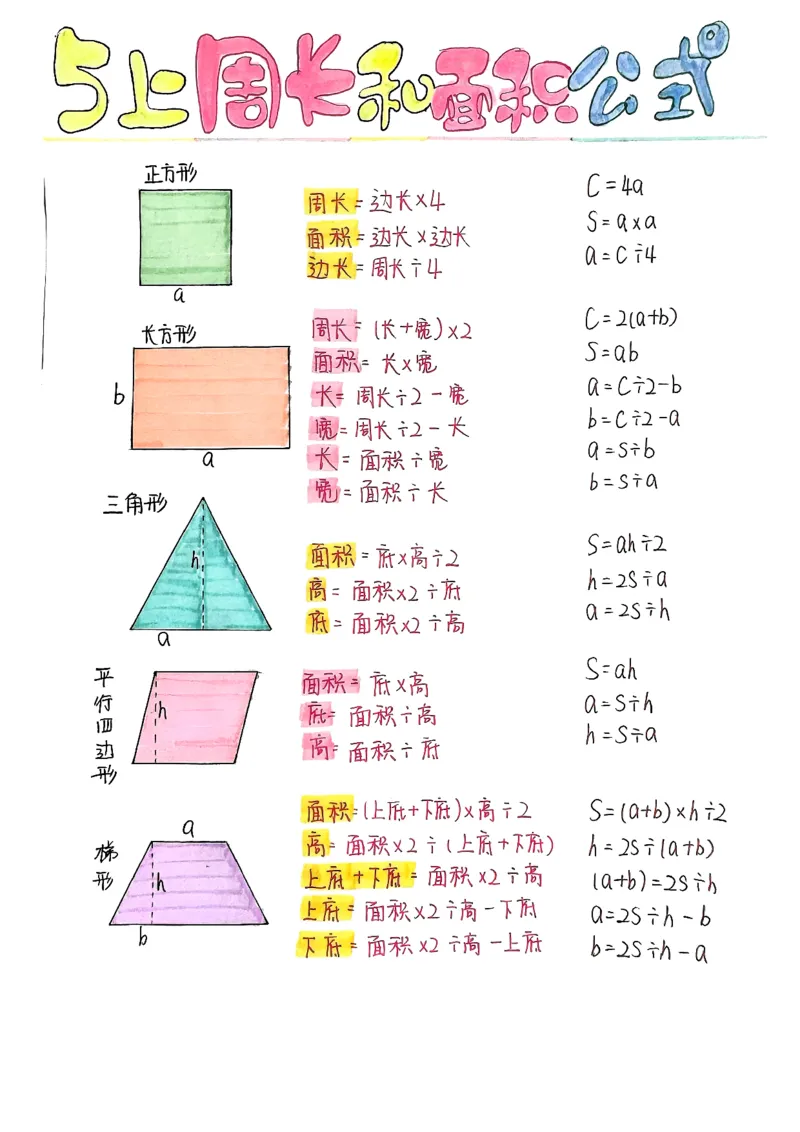 五上周长和面积公式_小学全网线上同款资料_49号文件5-6数学语文